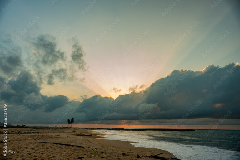 Sunrise on a tropical beach in lagos, Nigeria
