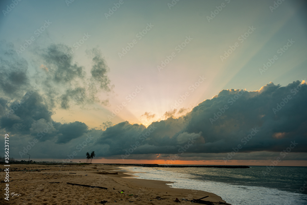 Sunrise on a tropical beach in lagos, Nigeria
